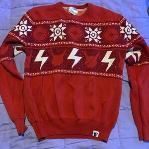 Red Crewneck Sweater with Graphic Design